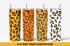 Fall Leaves Leopard Tumbler Wrap Sublimation Design FLT044 Product Image 1
