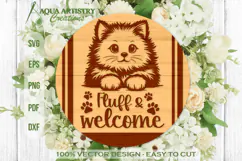 Fluff & Welcome Round Cat Welcome Door Sign Product Image 1