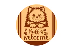 Fluff & Welcome Round Cat Welcome Door Sign Product Image 2