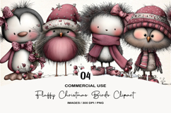 Fluffy Christmas Birds Clipart Product Image 1