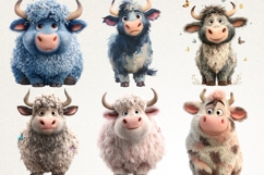 Fluffy Cow 39 PNG Cute Highland Cow Clipart Transparent BG Product Image 2