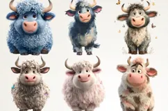 Fluffy Cow 39 PNG Cute Highland Cow Clipart Transparent BG Product Image 2