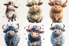 Fluffy Cow 39 PNG Cute Highland Cow Clipart Transparent BG Product Image 3