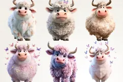 Fluffy Cow 39 PNG Cute Highland Cow Clipart Transparent BG Product Image 4