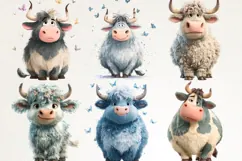 Fluffy Cow 39 PNG Cute Highland Cow Clipart Transparent BG Product Image 5