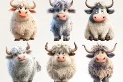 Fluffy Cow 39 PNG Cute Highland Cow Clipart Transparent BG Product Image 6