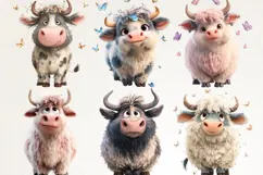Fluffy Cow 39 PNG Cute Highland Cow Clipart Transparent BG Product Image 7