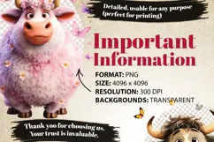 Fluffy Cow 39 PNG Cute Highland Cow Clipart Transparent BG Product Image 9