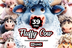 Fluffy Cow 39 PNG Cute Highland Cow Clipart Transparent BG Product Image 1