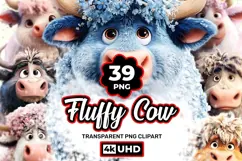 Fluffy Cow 39 PNG Cute Highland Cow Clipart Transparent BG Product Image 1