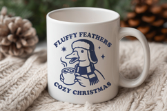 Fluffy Feathers Cozy Christmas SVG, Cute Goose Holiday Print Product Image 3