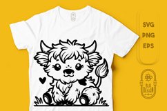 Fluffy illustration of a Baby Highland | Baby Animals SVG Product Image 1