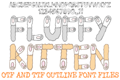 Fluffy Kitten Alphabet Lettering Font Paws ABC OTF TTF by Squeeb Creative