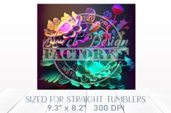 neon flowers tumbler design, 3D floral tumbler wrap Product Image 2