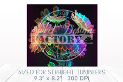 3D tumbler wrap, neon flowers tumbler design Product Image 2