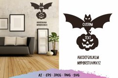 Flying Bat and Halloween Pumpkin Text Wall Decoration Product Image 1