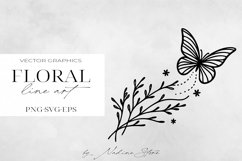 Floral Line Art Clipart | Wildflower SVG, PNG, EPS. Product Image 1