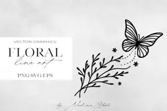 Floral Line Art Clipart | Wildflower SVG, PNG, EPS. Product Image 1