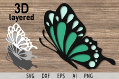Flying butterfly svg Layered butterfly cut file 3d svg Product Image 1