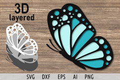 Flying butterfly svg Layered butterfly cut file 3d svg Product Image 1