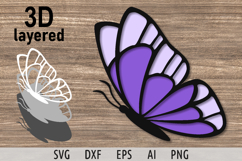 Flying butterfly svg Layered butterfly cut file 3d svg Product Image 1