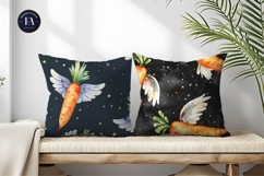 Flying Carrots Fantasy Watercolor Seamless Digital Paper Product Image 2