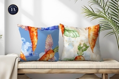 Flying Carrots Fantasy Watercolor Seamless Digital Paper Product Image 2