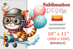 Adorable flying cat clipart with festive decorations – great for sublimation, birthday crafts, and playful printables.