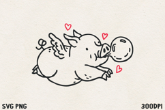 Funny Flying Cupid Pig SVG PNG | Cute Valentine Pig Angel Product Image 1