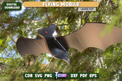 Flying Mobile Laser Cut Design, Wooden Flying Bat, Halloween Product Image 2