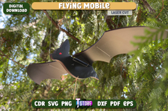 Flying Mobile Laser Cut Design, Wooden Flying Bat, Halloween Product Image 3