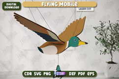 Flying Mobile Laser Cut Design, Wooden Flying Duck, Nursery Product Image 1