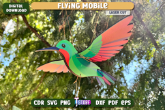 Flying Mobile Laser Cut Design, Wooden Flying Hummingbird Product Image 3