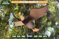 Flying Mobile Laser Cut Design, Wooden Flying Eagle SVG Product Image 3