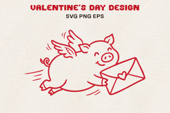 Flying Pig with Love Letter Valentine SVG Product Image 1