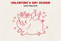Princess Flying Pig Cute Valentine Pig SVG Product Image 1