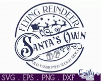 Christmas Round Sign Svg, Flying Reindeer Door Hanger Product Image 2