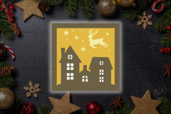 Reindeer Winter Town - Christmas Shadow Box Product Image 1