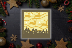 Flying Reindeers - Christmas Shadow Box Product Image 1