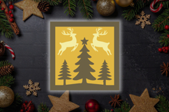 Flying Reindeers over Forest - Christmas Shadow Box Product Image 1