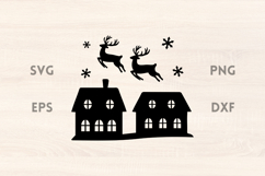 Flying Reindeers Christmas Scene SVG Product Image 1