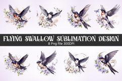 Flying Swallow Sublimation Clipart Bundle Product Image 1