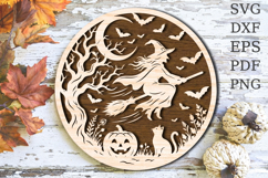 Flying Witch Halloween Laser Cut SVG Product Image 1