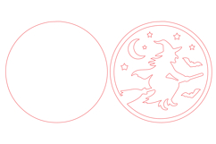 Flying Witch Round Door Hanger Laser Cut SVG Product Image 2
