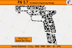 FN 5dot7 Scrollwork Firearms Gun Laser Engraving Design Files