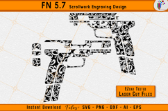 FN 5dot7 Scrollwork Firearms Gun Laser Engraving Design Files