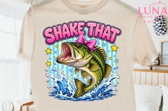 Shake That Bass Fishing PNG, Coquette Fish Clipart, Pink Bow Product Image 2