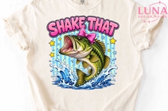 Shake That Bass Fishing PNG, Coquette Fish Clipart, Pink Bow Product Image 5