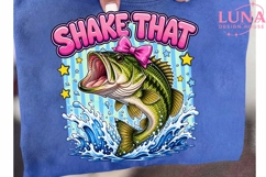 Shake That Bass Fishing PNG, Coquette Fish Clipart, Pink Bow Product Image 6