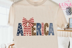 America Patriotic Bow Faux Embroidery PNG, 4th of July PNG Product Image 2